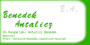 benedek antalicz business card